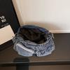 Multi-Pocket Denim Bag Large Capacity Retro Commuter Shoulder Bag