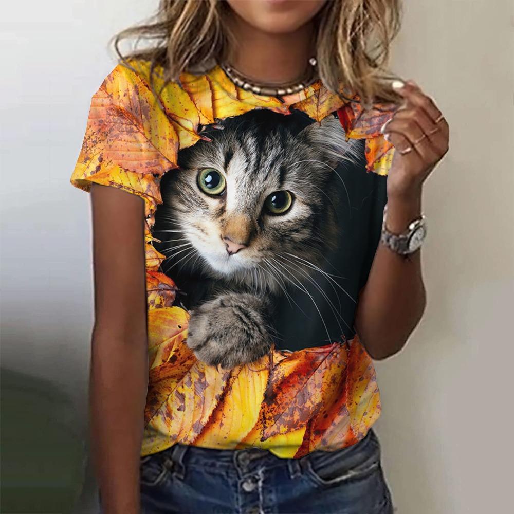 Fashion Women'S T-Shirt Funny Cat 3D Print Top Woman Harajuku T Shirt Casual Oversized Clothing Summer Female Oversized Tees
