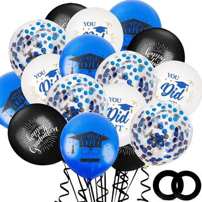 40 Stück 2025 Abschlussballons 12 Zoll Schwarz Gold Glückwunsch Grad Ballons mit Bändern für Abschlussfeier Dekoration Klasse von 2025