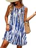 Summer Fashion Elegant Tie-Dye Striped 3D-Printed Tank Dress—Loose-Fitting Sleeveless Round-Neck Knee-Length Tank Dress