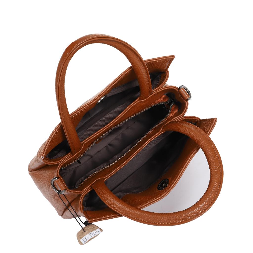 High-quality Real Cowhide Lychee Pattern Bucket Bag OEM Large-capacity Portable Messenger Women's Bag