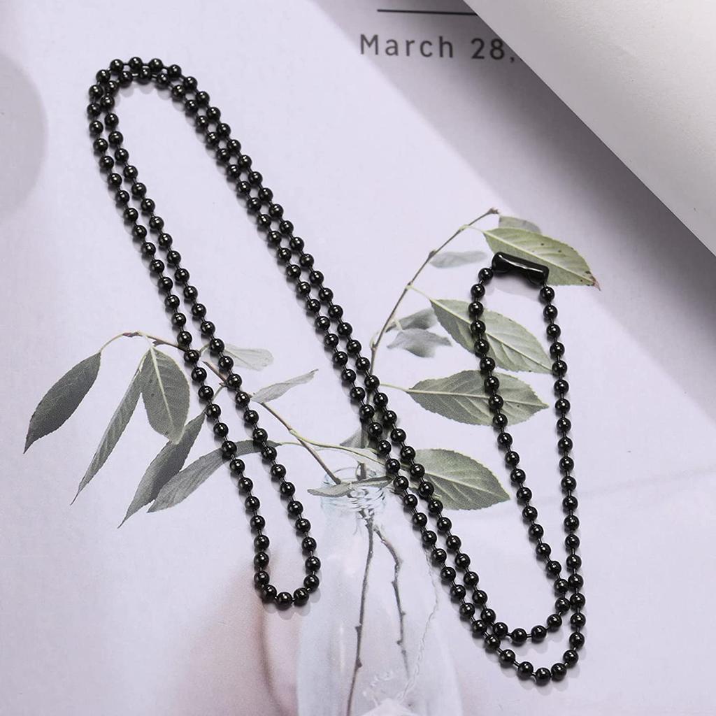 Colier cu etichetă pentru câine - Lanț militar cu etichetă pentru câine din oțel inoxidabil pentru bărbați, femei, colier cu bile de mărgele 23,6 inci