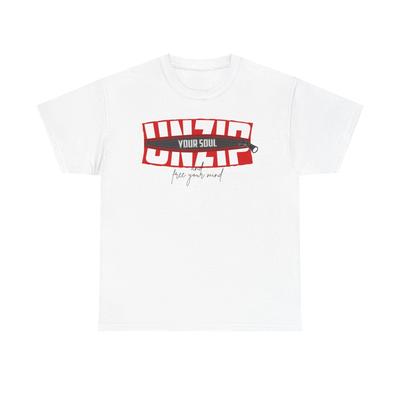 Unisex Heavy Cotton Tee - Unzip Your Soul, Relaxed Fit T-Shirt, Fun Casual Wear,