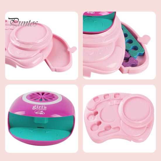 გოგონების ფრჩხილის ლაქის ნაკრები საბავშვო სათამაშო 3-ში 1 ფრჩხილის საშრობი კალამი პოლონური ბრჭყვიალა შარმ ნაკრები უსაფრთხო ბუნებრივი საშრობი შესანახი მაგიდა 10-12 მანიკური ფრჩხილების ნაკრები