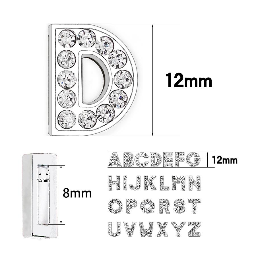 210pcs/lot 8mm Rhinestone Slide Letter Charms Alphabet A-Z For Bracelet Pet Collar Necklace DIY Jewelry Making Accessories