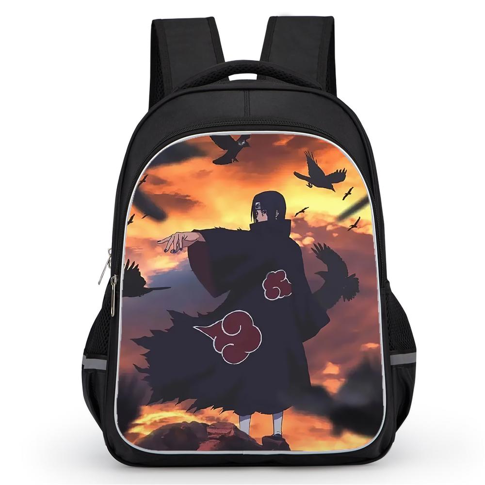 Dual Zipper Pockets, NARUTO Design Suitable For Boys&Girls, Durable 16-inch Lightweight Kids Cartoon Student Backpack Age 5-10.