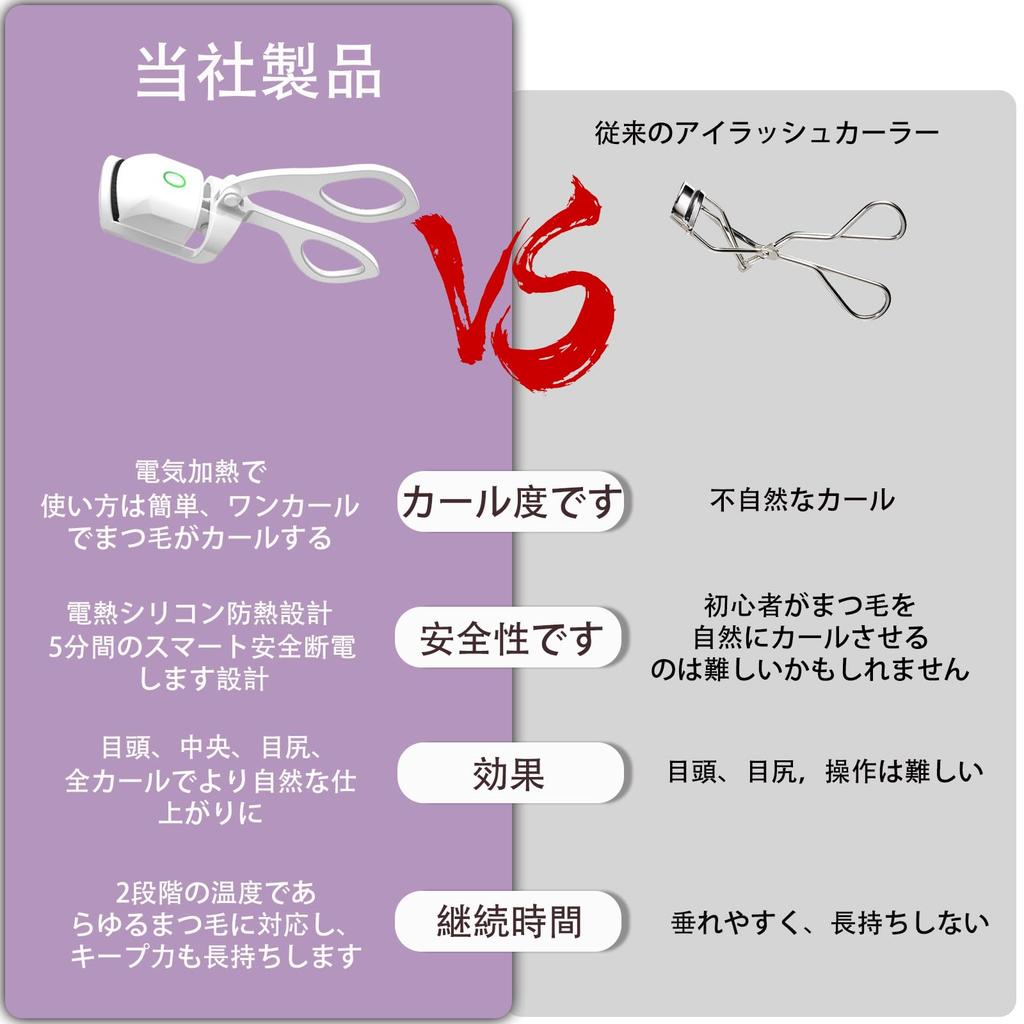 Hot Eyelash Rapid Temperature Burn Includes Japanese Instruction White Curler, 10-Second Preheat, Two-Level Control, Type-C Rechargeable, Auto-Off