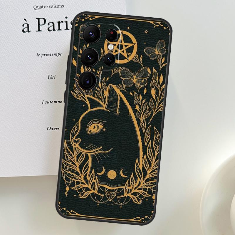 Moon Tarot Witch Cat Case For Samsung Galaxy S26 Ultra S25 S24 S23 S22 S21 S10 Plus S20 FE S25 Ultra Phone Cover