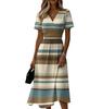 Vestito casual da donna a righe, moda, manica corta, scollo a V