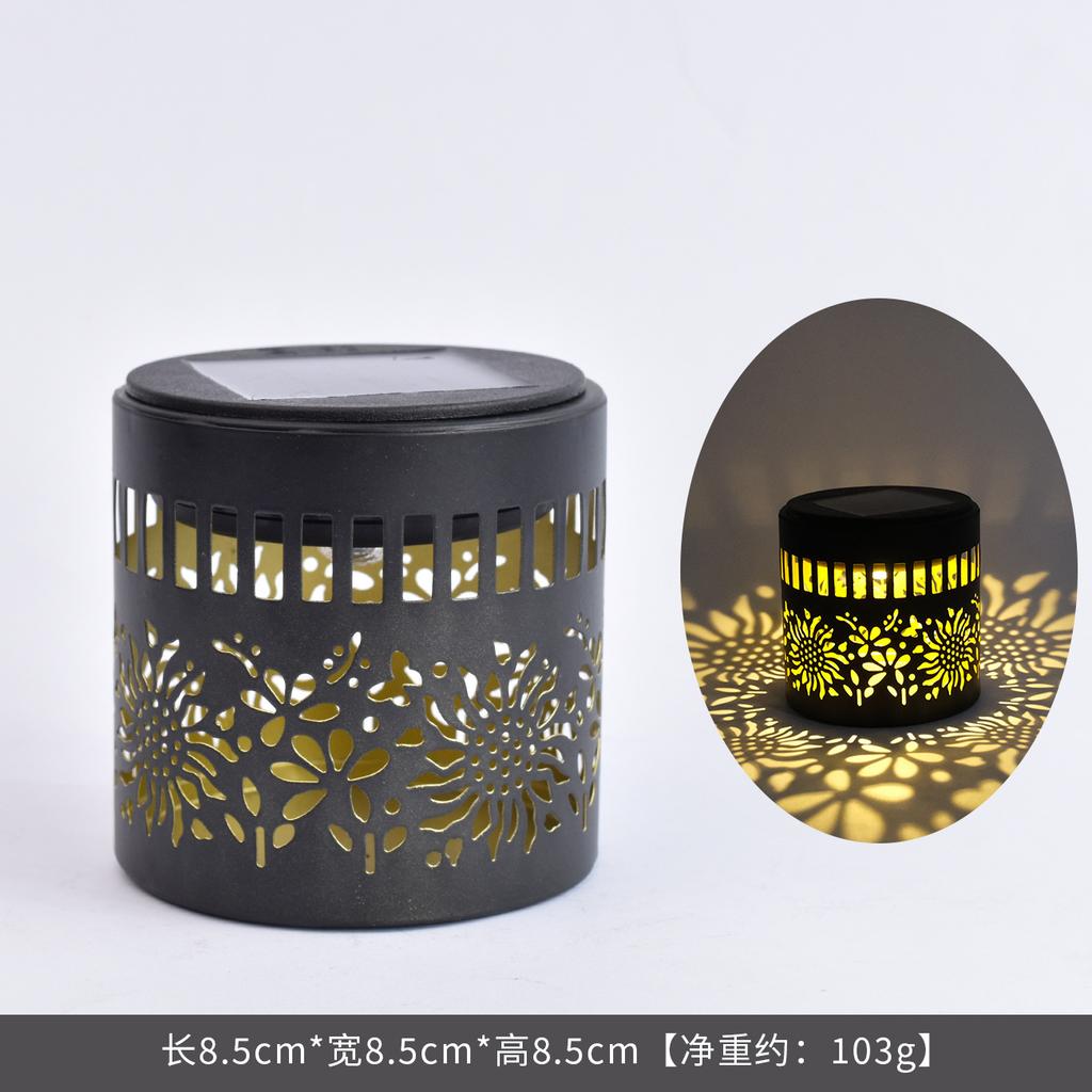 JYL TS/039,Iron Sunflower Mandala Hollow Projection Solar Light for Villa Lawn Ambient Garden Lamp