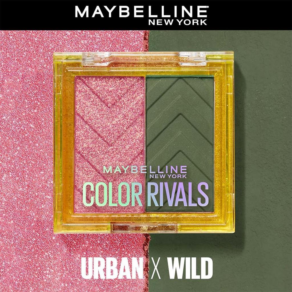 Maybelline New York Color Rivals Pigmented Eyeshadow Palette 3g Long Lasting Waterproof Matte Shimmer Duo Urban X Wild