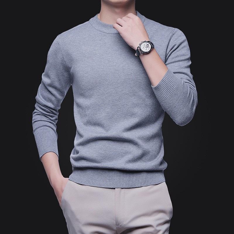 Korean Style Slim Fit Anti-Pilling Wool Sweater - Youth Casual Round Neck for Autumn & Winter