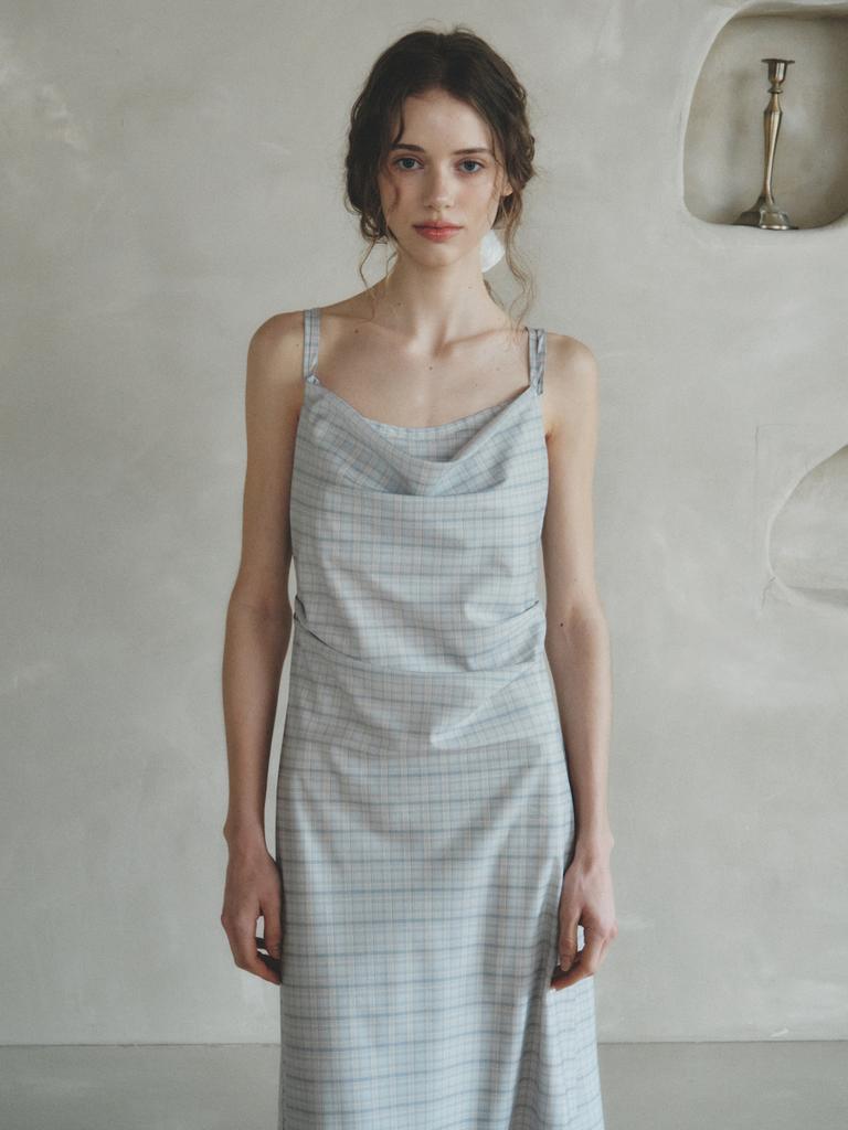 Lenina Labetti Check Long Sleeveless Dress_Gray Check