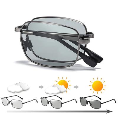 Men Folding Photochromic Sunglasses with Polarized Lens Rectangle Metal Summer Male Shades Trending Products