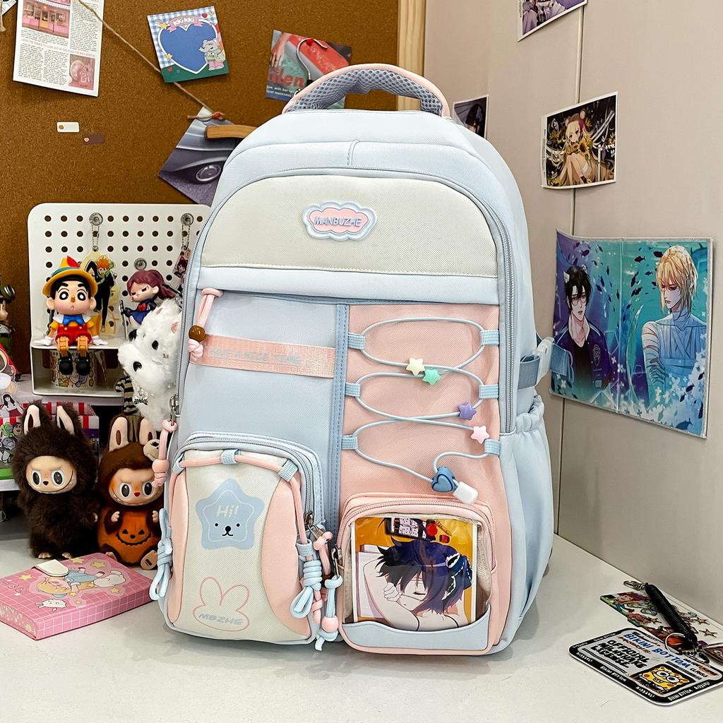 High-value Schoolbag for Girls, Cute for Junior High School Students, Japanese Transparent Pain Bag, Large-capacity Backpack, Student Backpack.