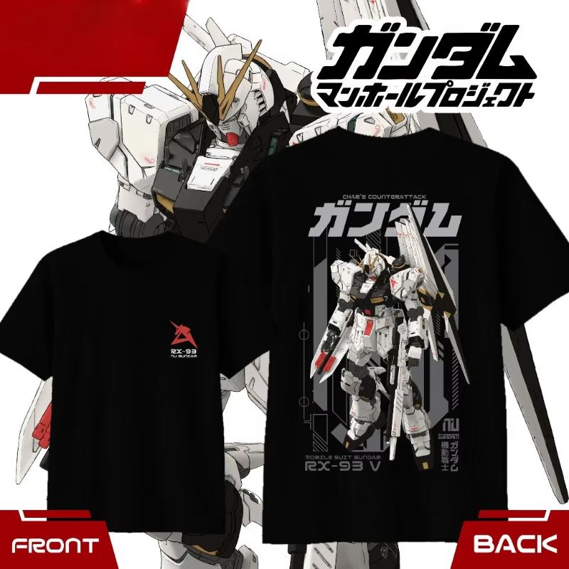 

Хлопковая футболка оверсайз с принтом из аниме Gundam для мужчин и женщин, удобная, модная, уличная, Y2K, летняя, впитывающая пот, свободная футболка S