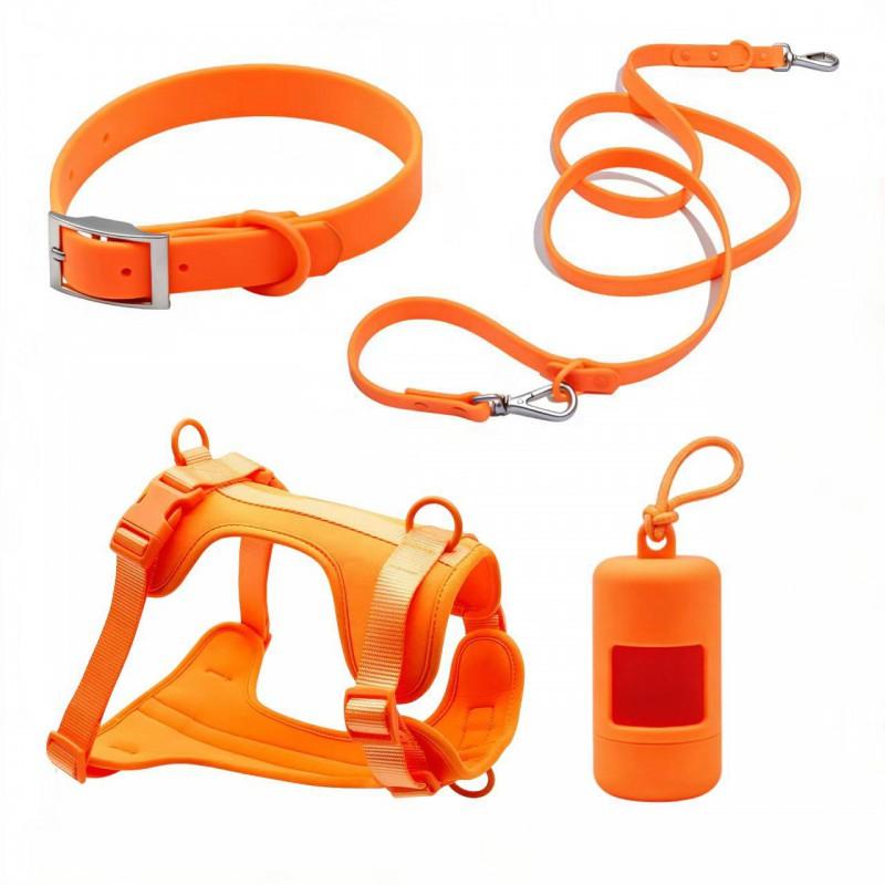 Dog Harness Set PVC Waterproof Chew Proof Small Dogs Leash Collar