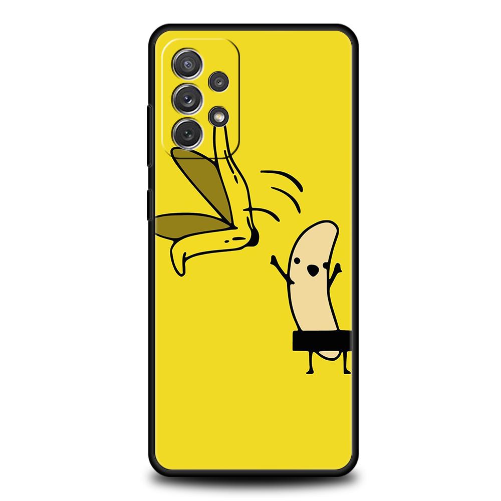 Phone Case for Samsung Galaxy A55 A53 A52 A52S A51 A41 A35 A32 A25 A23 A15 A13 A71 A72 5G Soft TPU Shell Funny Bite Apple Banana