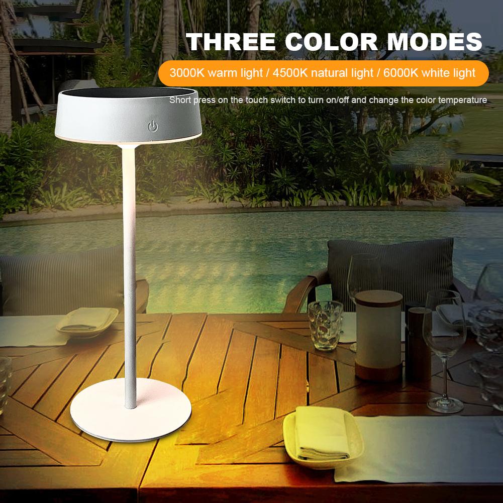 Solar Table Lamp Dimmable Cordless Table Lamp Waterproof Portable Night Light Rechargeable Night Lamp for Garden Terrace Camping