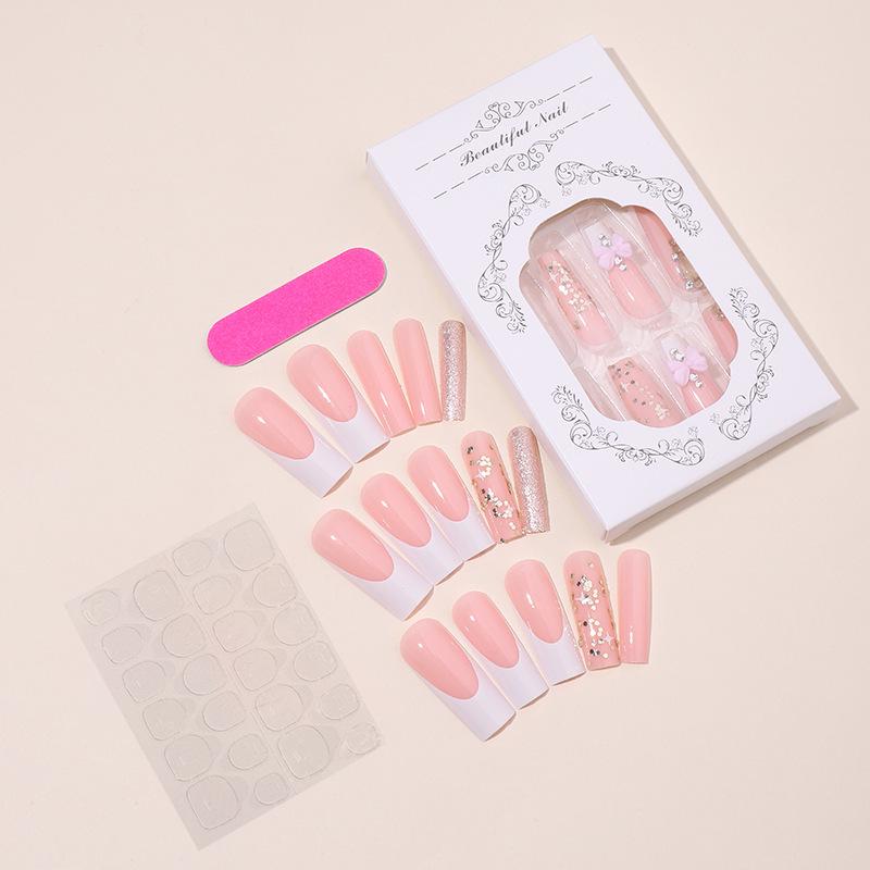 

Cross-border French Glitter Rhinestone False Nail Art Patches