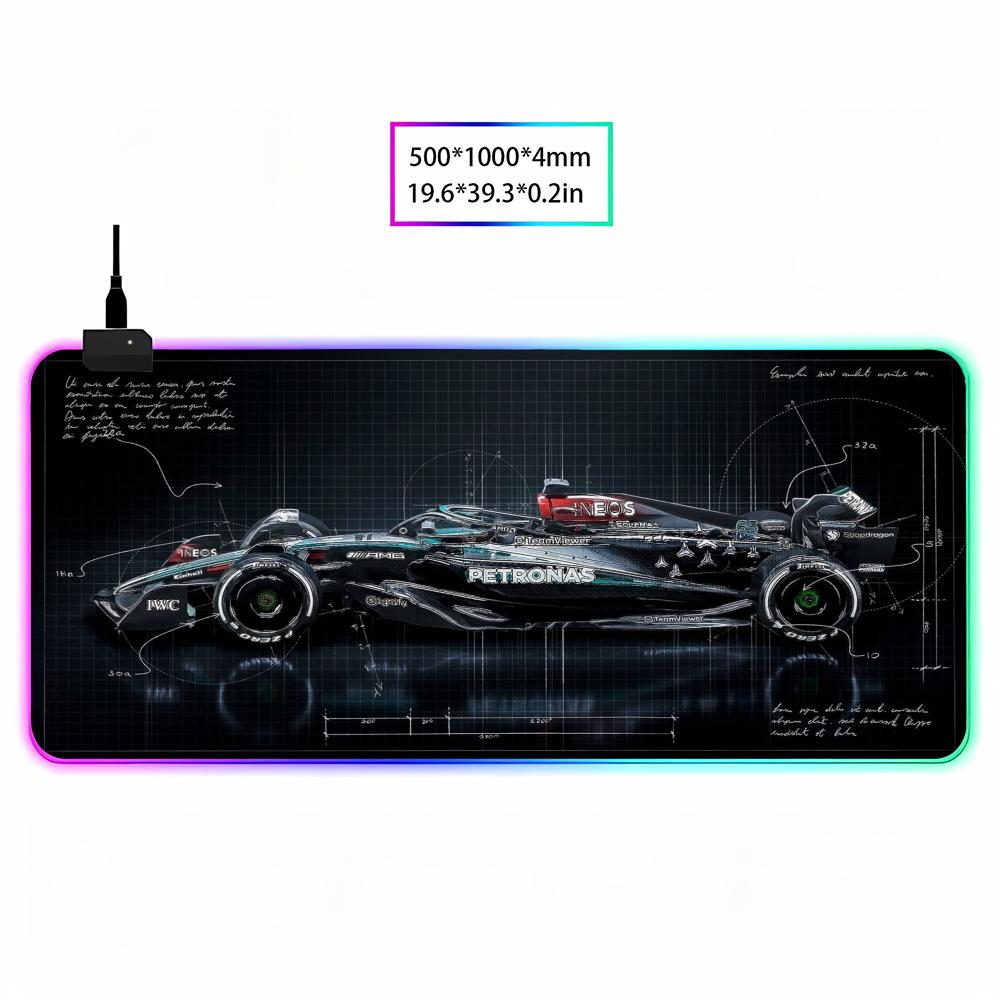 RGB 1 PC Mouse Pad,Fashion Racing Pattern Anti-Slip Rubber Gaming Computer Desktop Pad, Premium PC Racing Design Large Mouse Pad