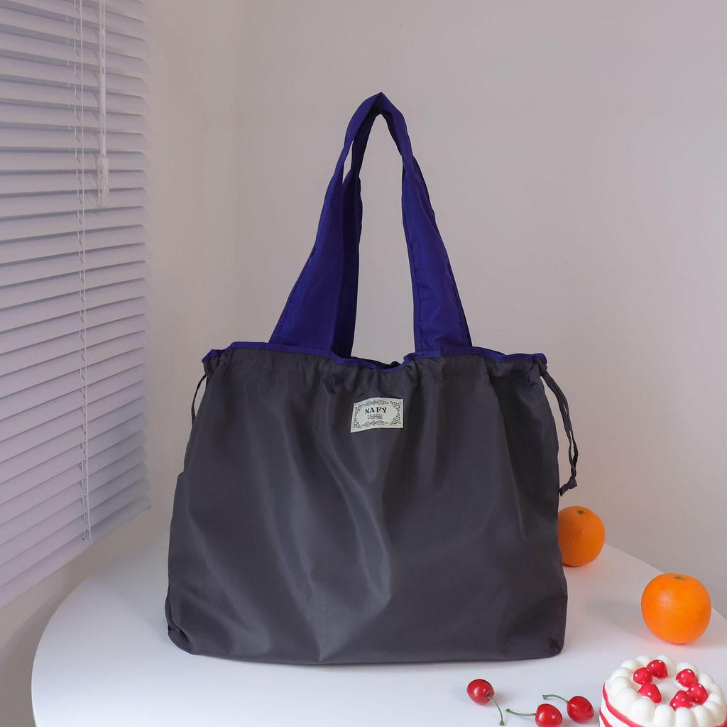 Large Capacity Foldable Shopping Tote with Drawstring