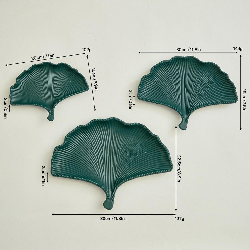3 Pieces Ginkgo Leaf Dessert Plate Party Display Plate Rustic Decorative Tableware Luxury Decorative Snack Dish for Fall Harvest