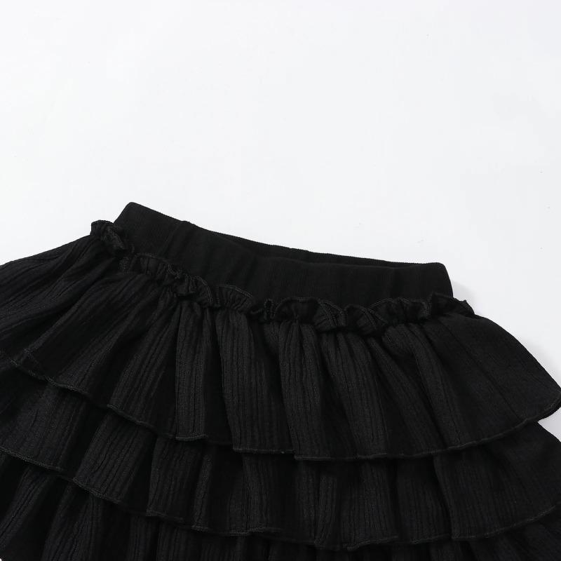 School Girls Dance Layered Tutu Skirt Elastic Waist Pleated Skirt Kids Performance Daily Wear Casual Party Outfit Ruffle Skirts