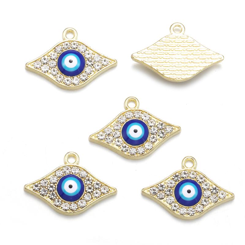 30pcs/set Enamel Crystal Evil Eye Charms Turkish Lucky Blue Eye Charms Pendants for Bracelet Earrings Necklace DIY Jewelry W517
