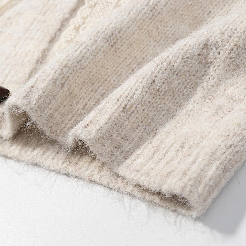 French Autumn/Winter Lace Tie Knit Cardigan - Women's Cozy Korean Style Trendy Knit Top
