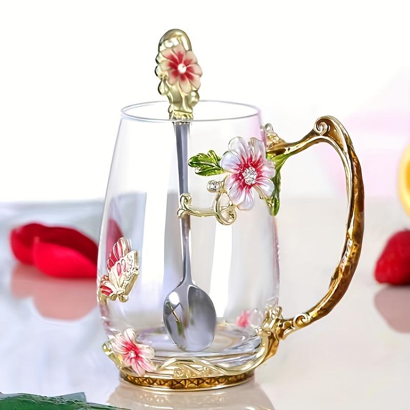 Irisierende 320ml/350ml Glas-Teetasse, Wiederverwendbar, Nur Handwäsche, Hoch und Kurz, Mehrzweck, mit Geschenk für Zuhause, Büro, Restaurant, Weihnachten, Ostern