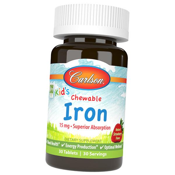 Iron for Children, Kid's Chewable Iron 15, Carlson Labs 30tab Strawberry (36353100)