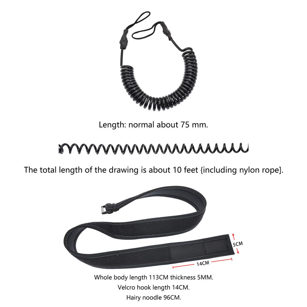 TPU Coiled Spring Waist Safety Rope Outdoor Surfboard Water Sport Surfboard Leash Comfortable Surfboard Leash Easily Use