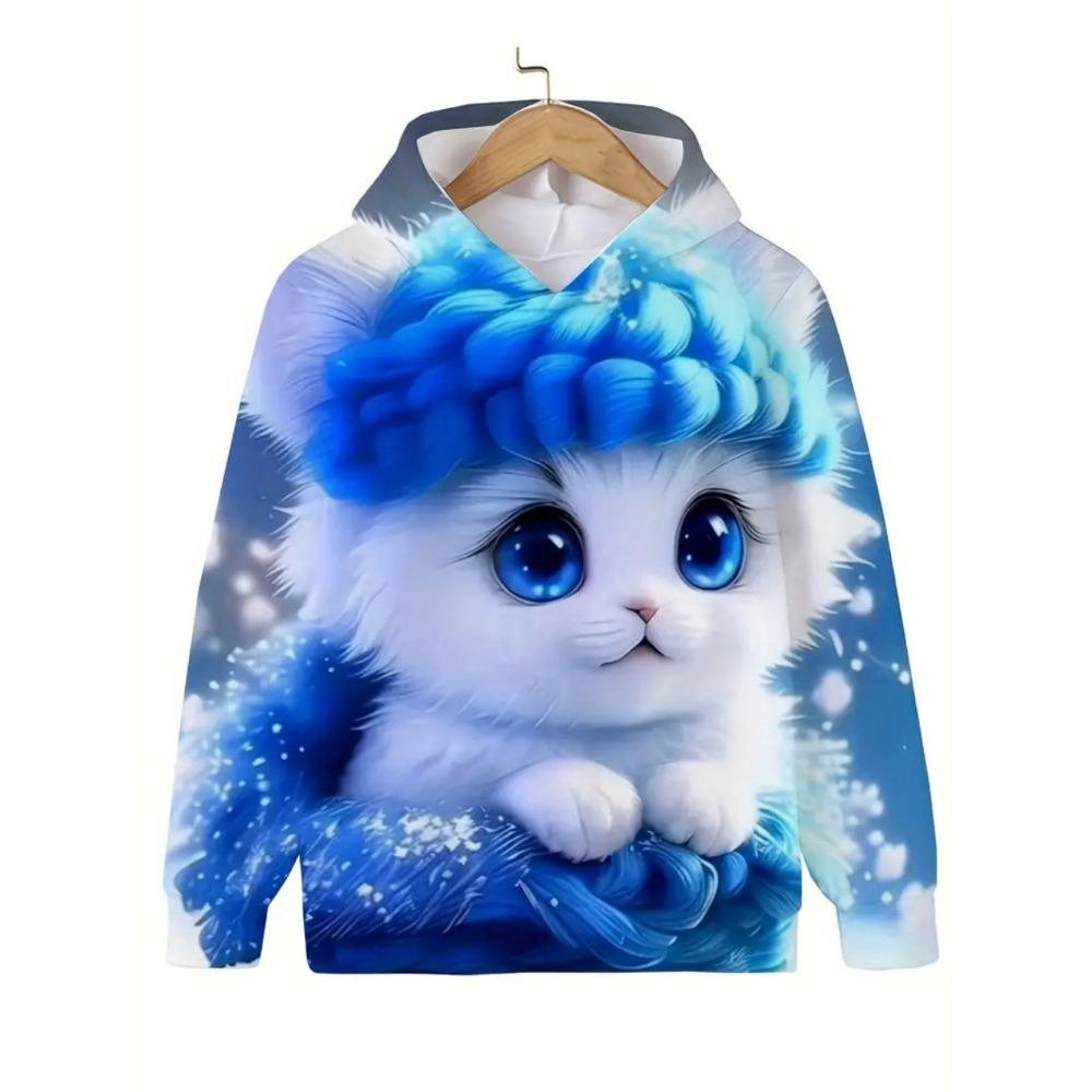 Kinderbekleidung Mädchenkleidung Kawaii Katze Langarm Kapuzenpullover Lässige Kinderkleidung Herbst Pullover Mädchen Sweatshirt Outdoor Oberteile