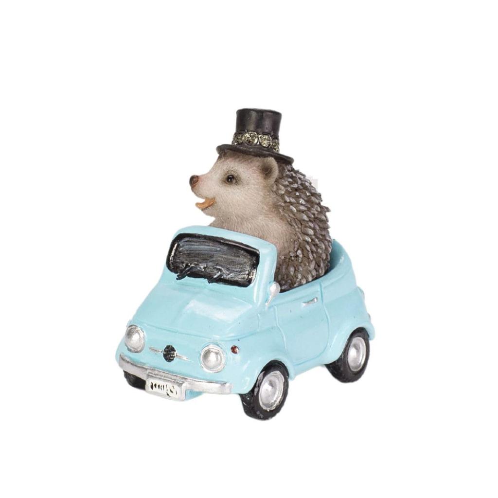 Ubia Driving Hedgehog x x cm Doll Figurine Ornament Animal Garden Decor Hedgehog H24044 (Mini) 3.8 2.5 3.7