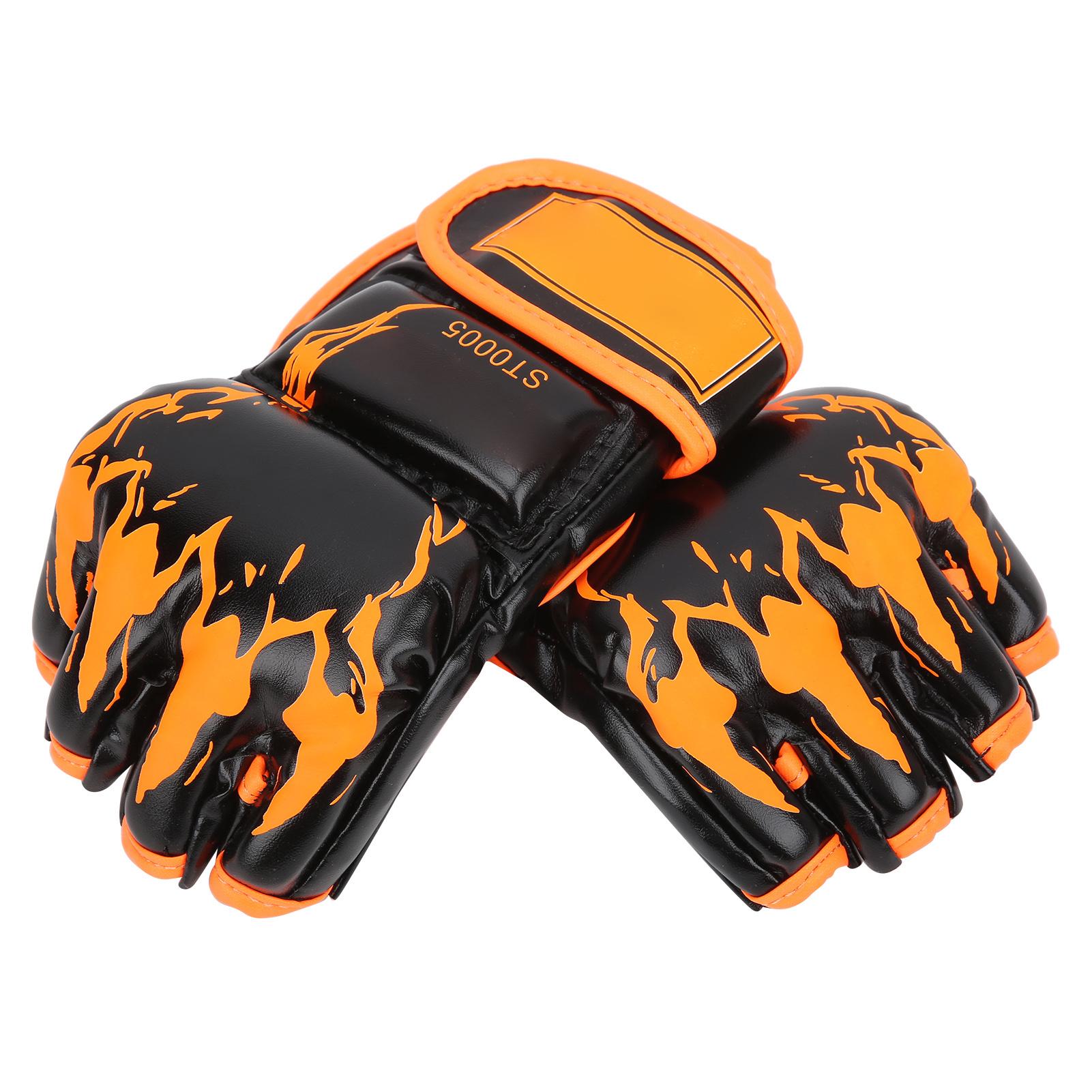 

Профессиональные перчатки ММА без пальцев из ПУ кожи, перчатки для боксерского мешка, перчатки для Санда, боксерские перчатки, черный низ, оранжевый
