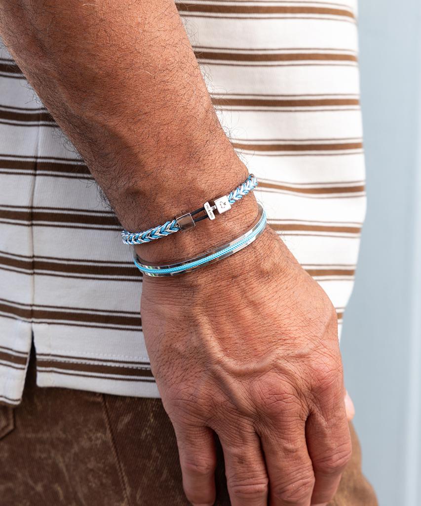 Pig&Hen Catena Foxtail Bracelet - Summer Blue X Silver