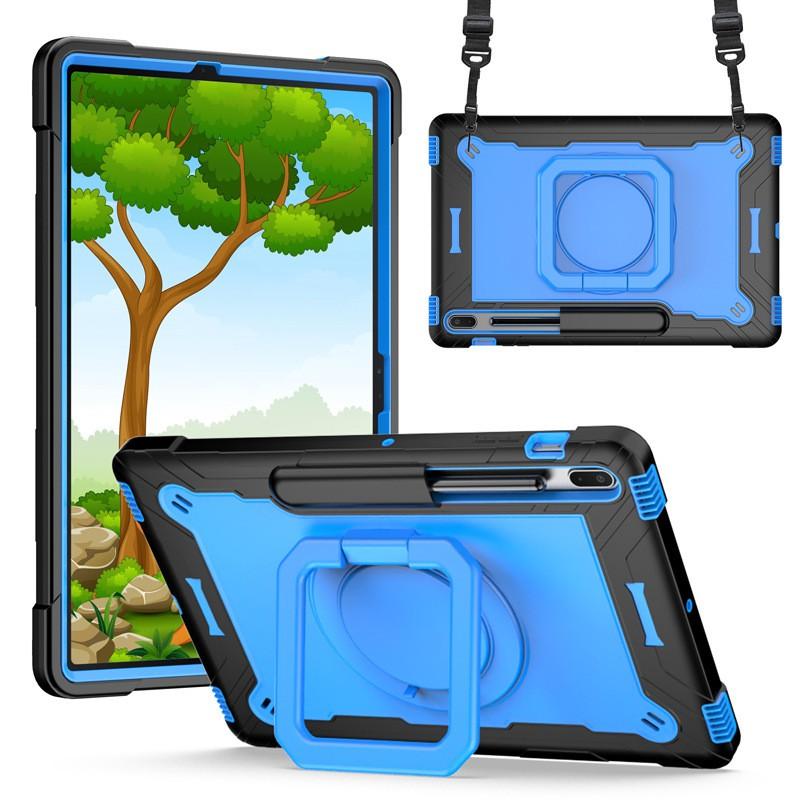 Shockproof Silicone PC Tablet Case With Strap Kickstand Galaxy Tab S7 S8 Plus - Multi Color Options