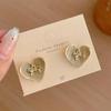 Bow Drop Glazed Heart-Shaped Earrings Retro Autumn Winter French Light Luxury Elegant Temperament Women's Party Jewelry Gift