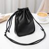 Lady Style PU Leather Drawstring Bag Candy Color Drawstring Style Crossbody Bag High Quality Mini Size Handbag Casual Wear
