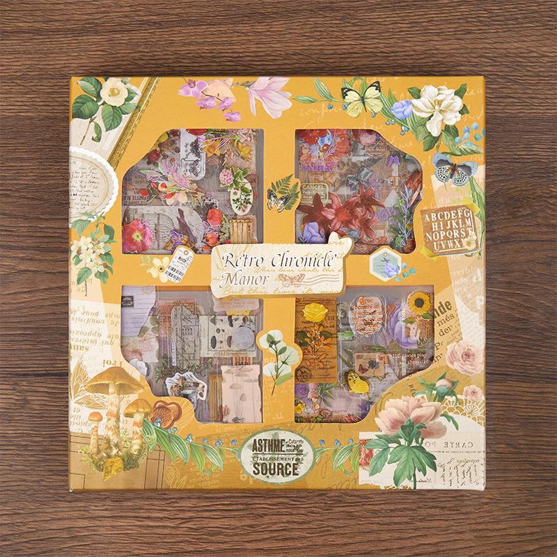 

Время собирать урожай Серия «Ретро-поместье» Высококачественная наклейка ПЭТ с цветочным растением Подарочная коробка для DIY журналов