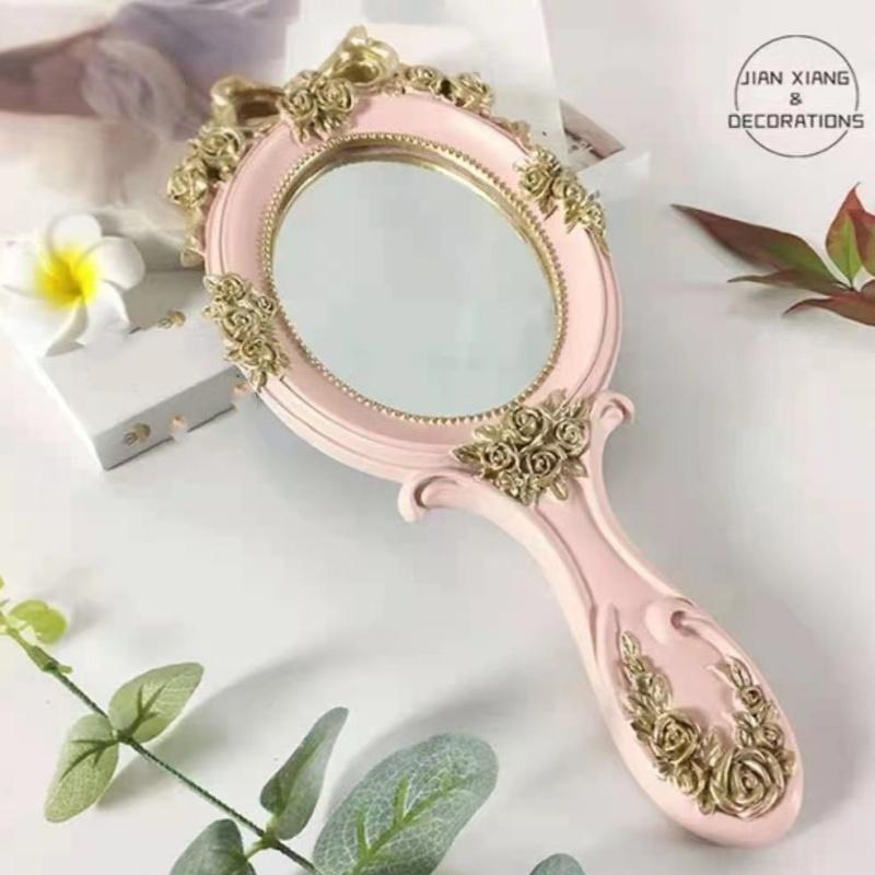

Зеркало, 1 шт., винтажная ручка для спальни, косметическое кружево, бытовая техника розовый