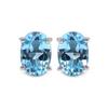925 Silver Blue Topaz Oval Earrings Women Elegant Gemstone Jewelry Gift