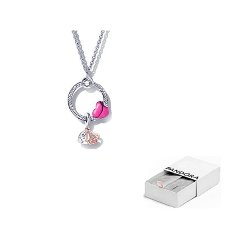 Pandora 925 Sterling Silver Synthetic Cubic Zirconia Necklaces Women's ZT2364