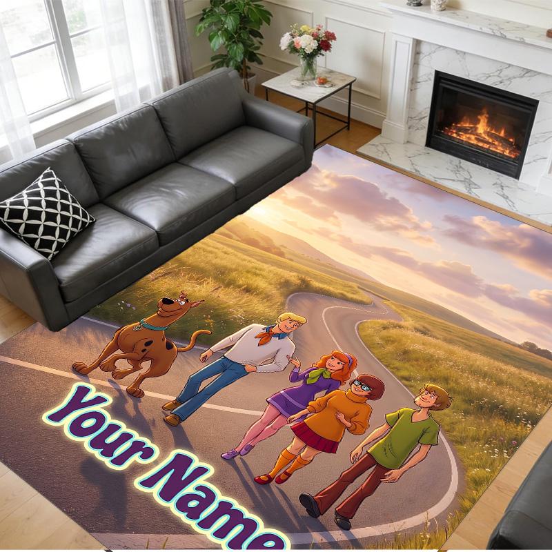 Crystal Velvet Rug Custom Name Text, Soft Non Slip Floor Mat Home DecorScooby-Doo
