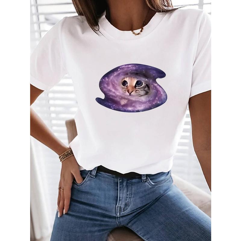 Printed Women s Short Sleeve T-Shirt, Stylish Casual & Perfect for Layering XXL белый