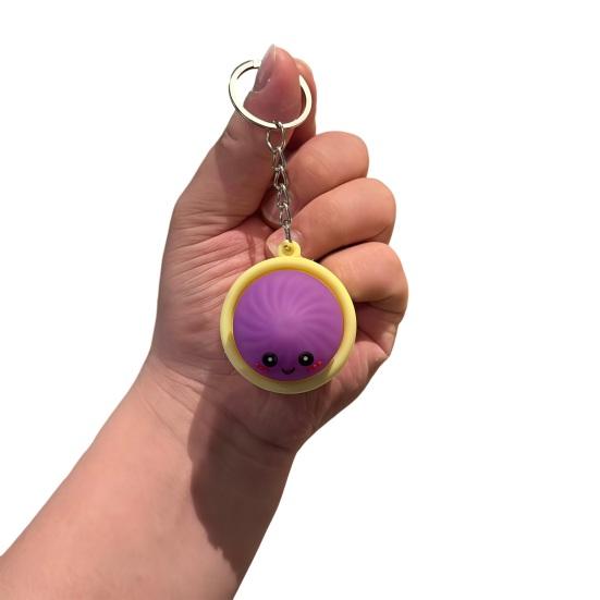Keychain Steamed Bun Pendant Stress Relief Toy Portable Key Chain with Crisp Clicks