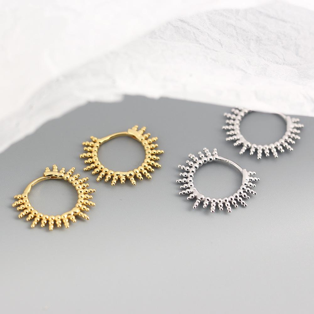 ANENJERY Beads Hoop Earrings for Women French Gold Silver Small Circle Earrings Jewelry Wholesale