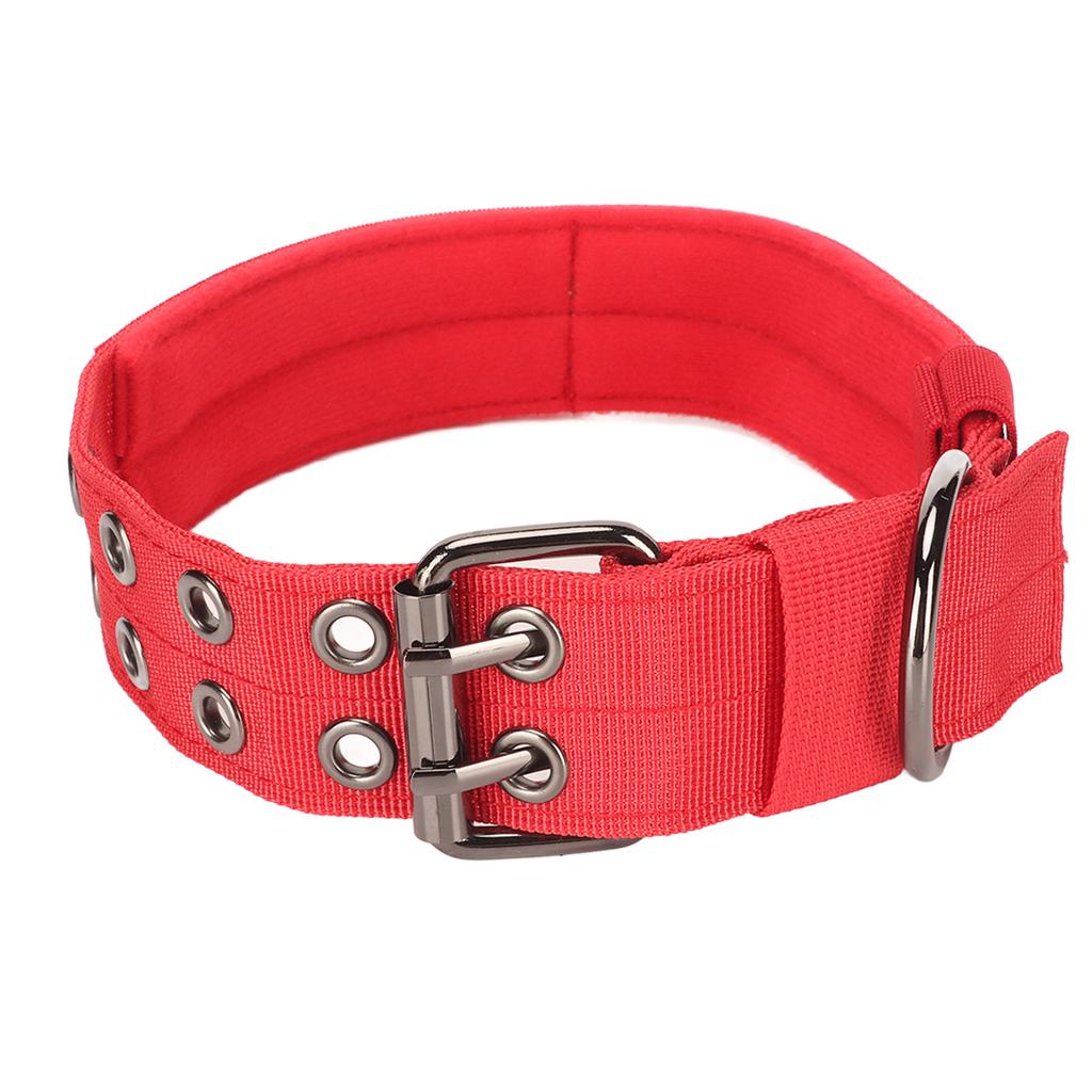 Dog Collar Lightweight Breathable Adjustable Heavy Duty Nylon Collar for Medium Large Dogs Training Red