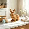 Holiday Gift for Home 3D Printed Wicker‑Look Bunny Figurine, Rattan Texture Rabbit Statue, Easter Decor Weather Resistant Decorative Ornament Indoor